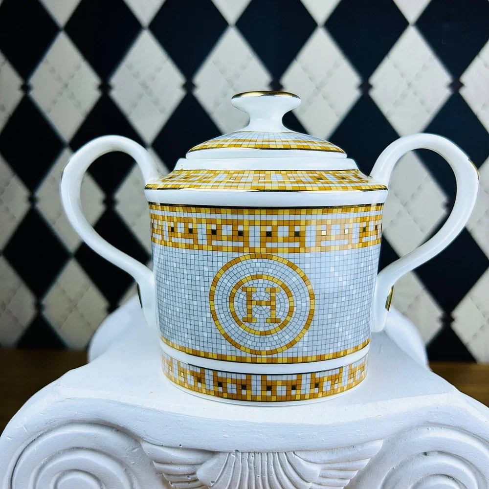 Hermès Mosaique au 24 Porcelain Sugar Bowl with Lid